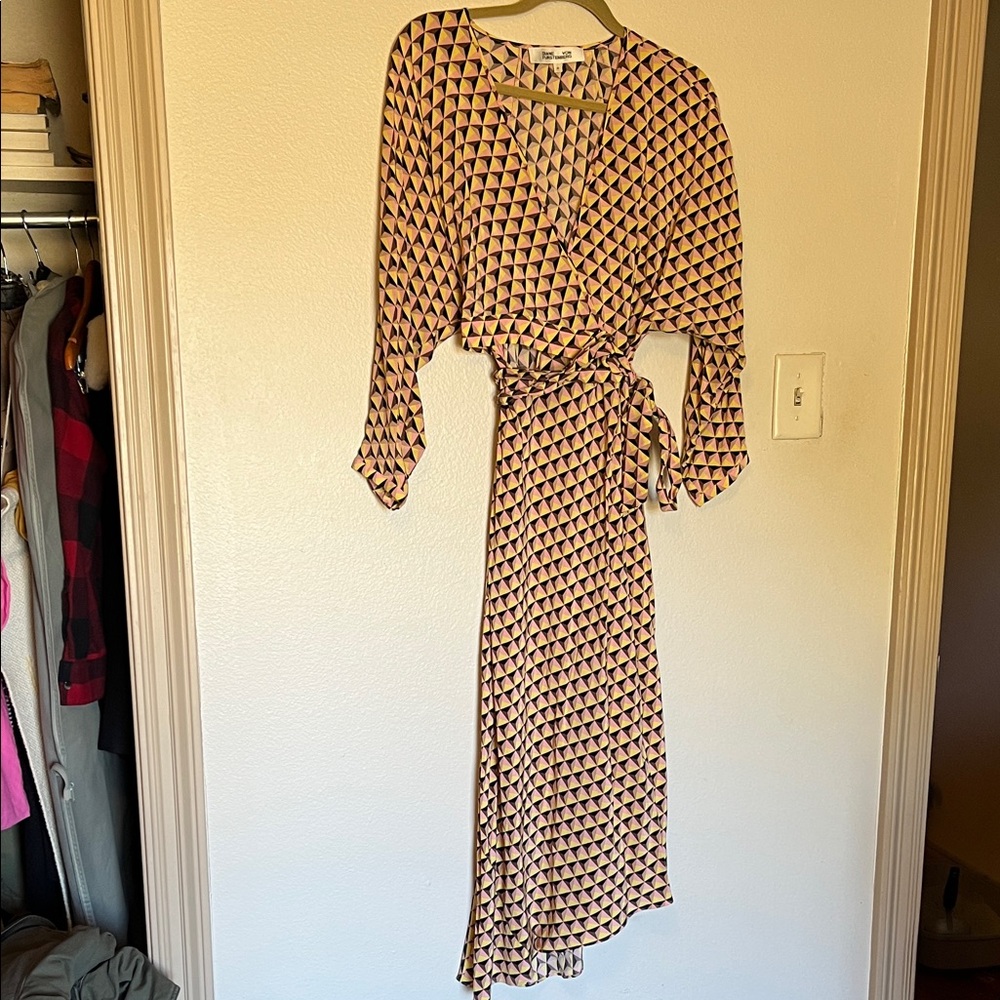 Diane Von Furstenberg Multicolor Long Sleeve Wrap Dress